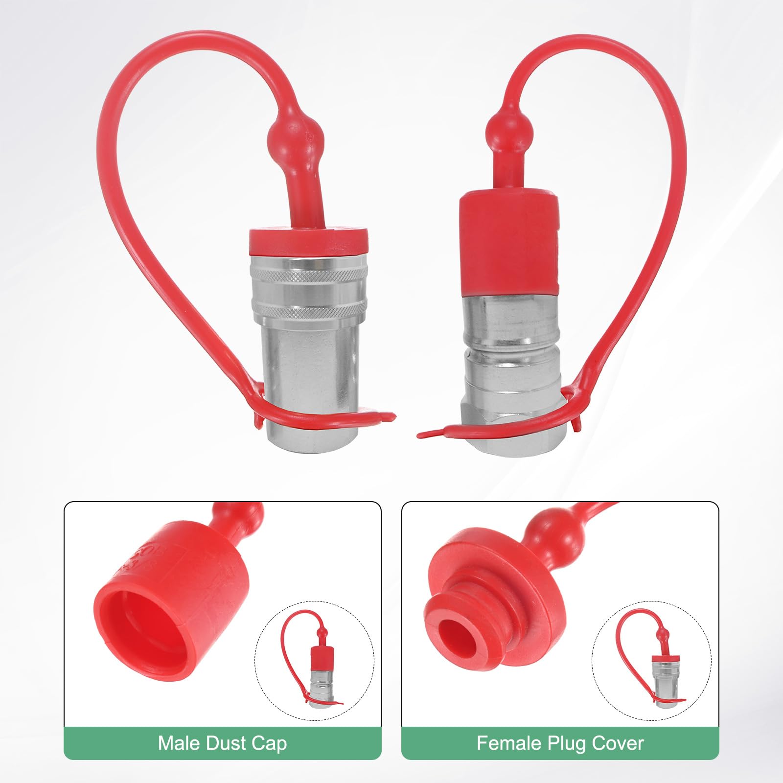 M METERXITY 4 Set Copertura Polvere Giunto Idraulico Tappo Femmina 3/8 ISO-A PVC Gomma Anello Ritenuta Coperture Collegamenti Rapidi