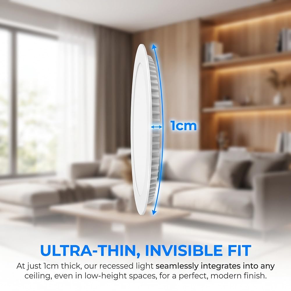 LED Einbaustrahler Einfache Montage, Ultradünn 10mm Deckenleuchte | CRI≥80, blendfrei, effizient, stabil, Box, Esszimmer, Flur, Küche, Schlafzimmer (7 Stück, 18W-4500K)