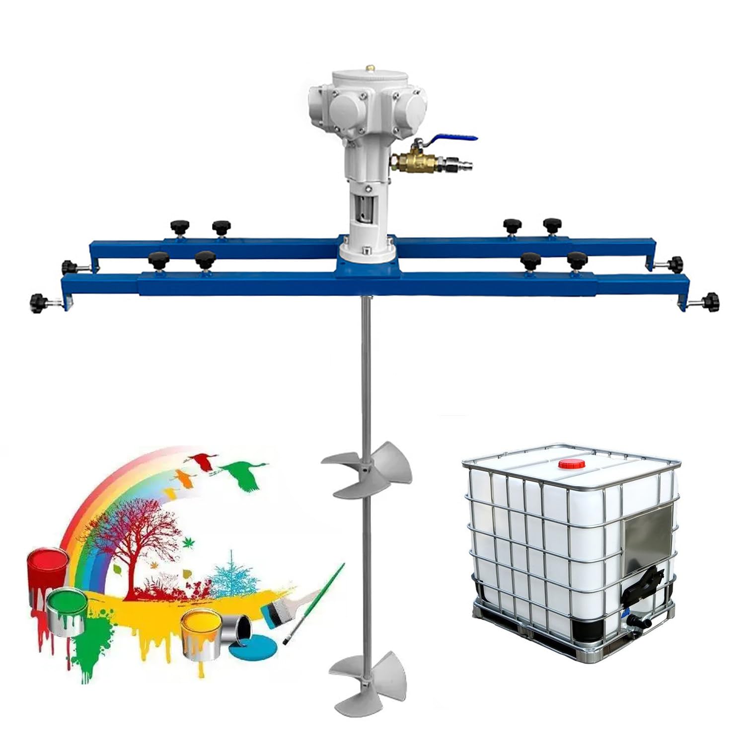 XNZJHPP Adjustable Paint Mixer IBC Air Agitator - 720-1200mm Stirrer Rod, 0-1000kg Capacity, Ideals for Mixing Slightly Viscous Liquids and Paints