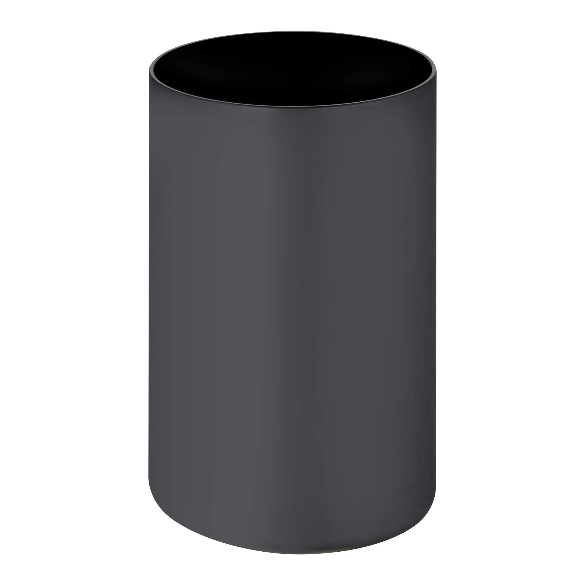 Keuco Plan Abfalleimer, 5 Liter, Ø21 cm, H: 28,8 cm, Standmodell | Metall verchromt, mit innenbehälter und Deckel, schwarz, Mülleimer für Badezimmer