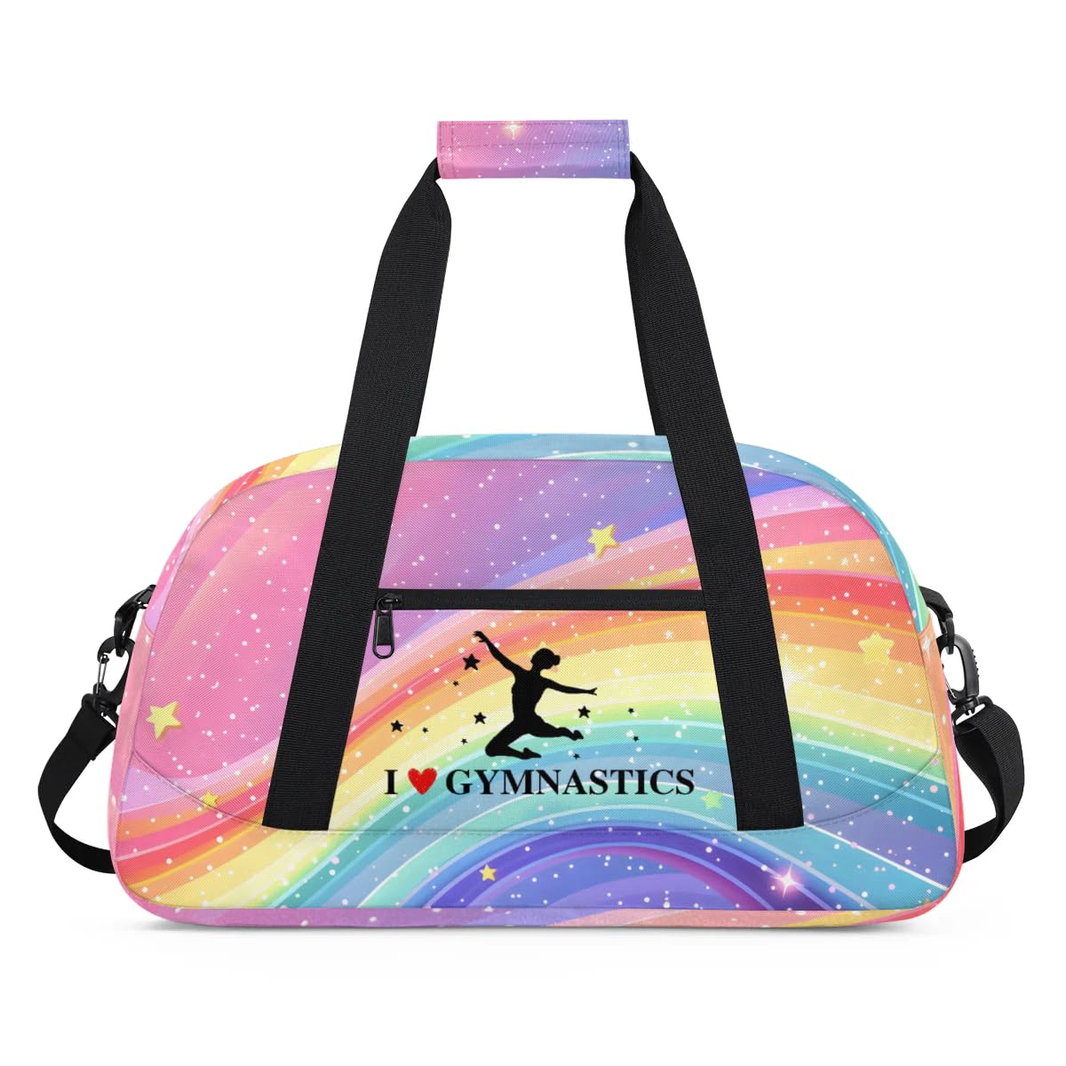 Rainbow Gymnastics Patterns Duffle Bag for Kids Dance Ballet Bag Lightweight Travel Weekender Overnight Bags Sport Gym Duffel Bag Workout Carry On