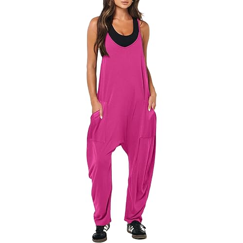 ANRABESS Women's Casual Loose Sleeveless Jumpsuits Spaghetti Strap Harem Long Pants Romper Overalls Summer Trendy Outfits