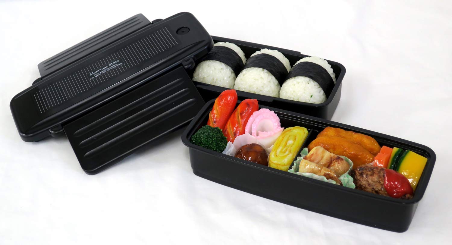 Osk Bento Stripe Lunchbox 860 ml Réchauffable Micro-Ondes ou Crudités Compatible Lave-Vaisselle avec Baguettes