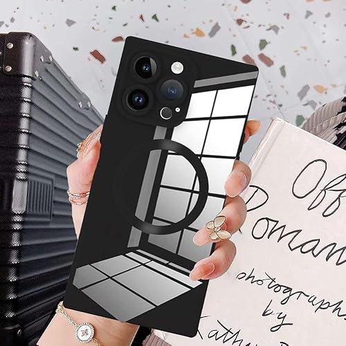 Miniatura 7 de KANGHAR Funda cuadrada compatible con iPhone 14 Pro Max de lujo, bonito diseño brillante, funda magnética de cuerpo completo, antiarañazos, a prueba