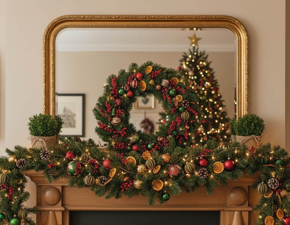 Douglas Fir Evergreen 24 Inch Artificial Decorative Hanging Christmas Wreath