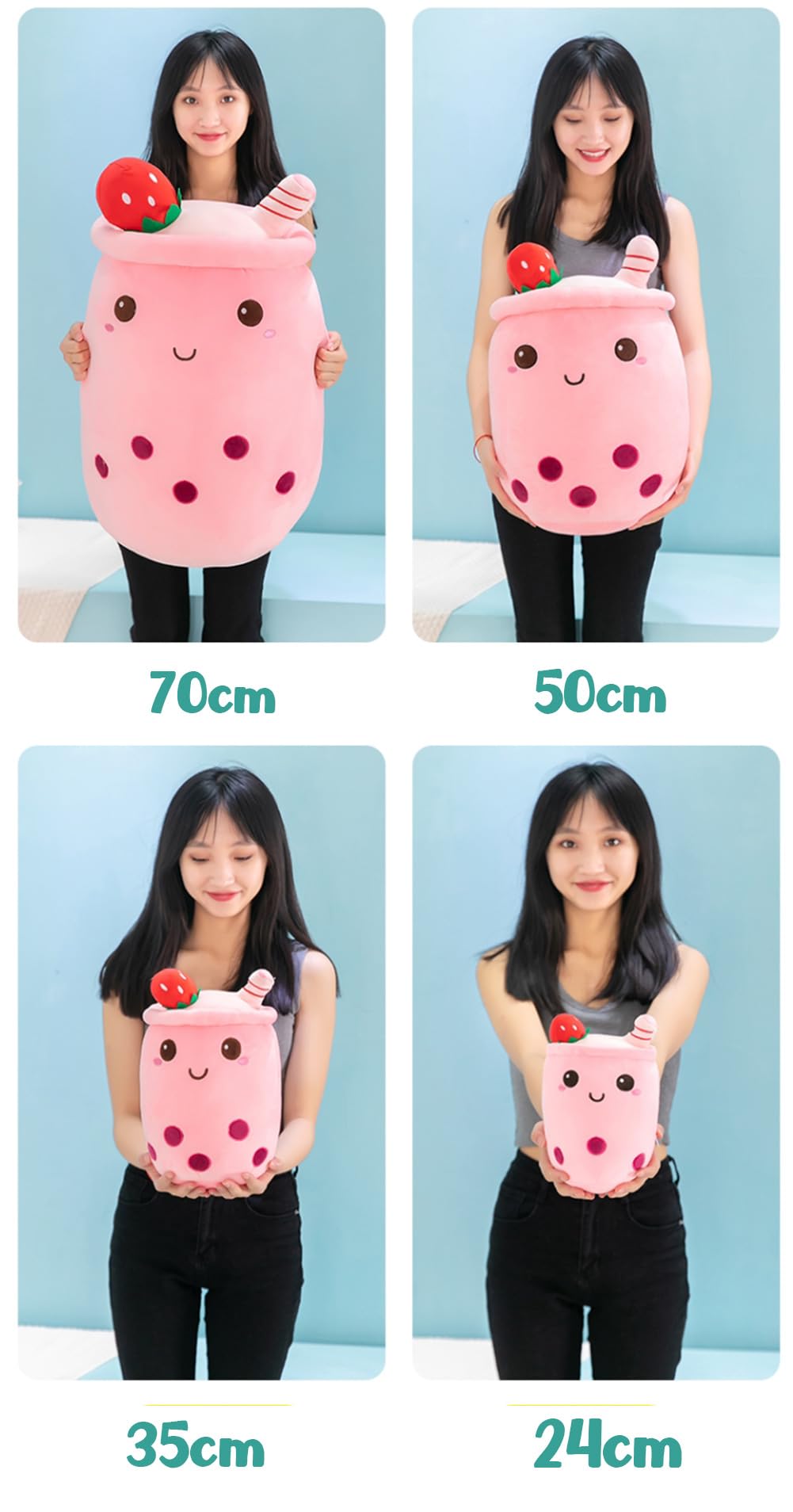 Bubble Tea Kuscheltier PlüSchtier XXL SüßE Kissen, Kawaii Bubble Tea Cup Plushie Stofftier Boba Teetasse PlüSch Spielzeug Deko (Kaffee, 50cm)