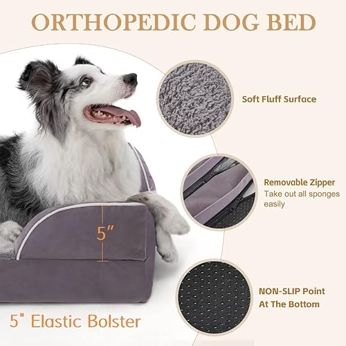 Miniatura 264 de Comfort Expression - Cama ortopédica para perros extragrandes, 53 x 42 pulgadas, cama impermeable y de apoyo de espuma con cojines removibles, con