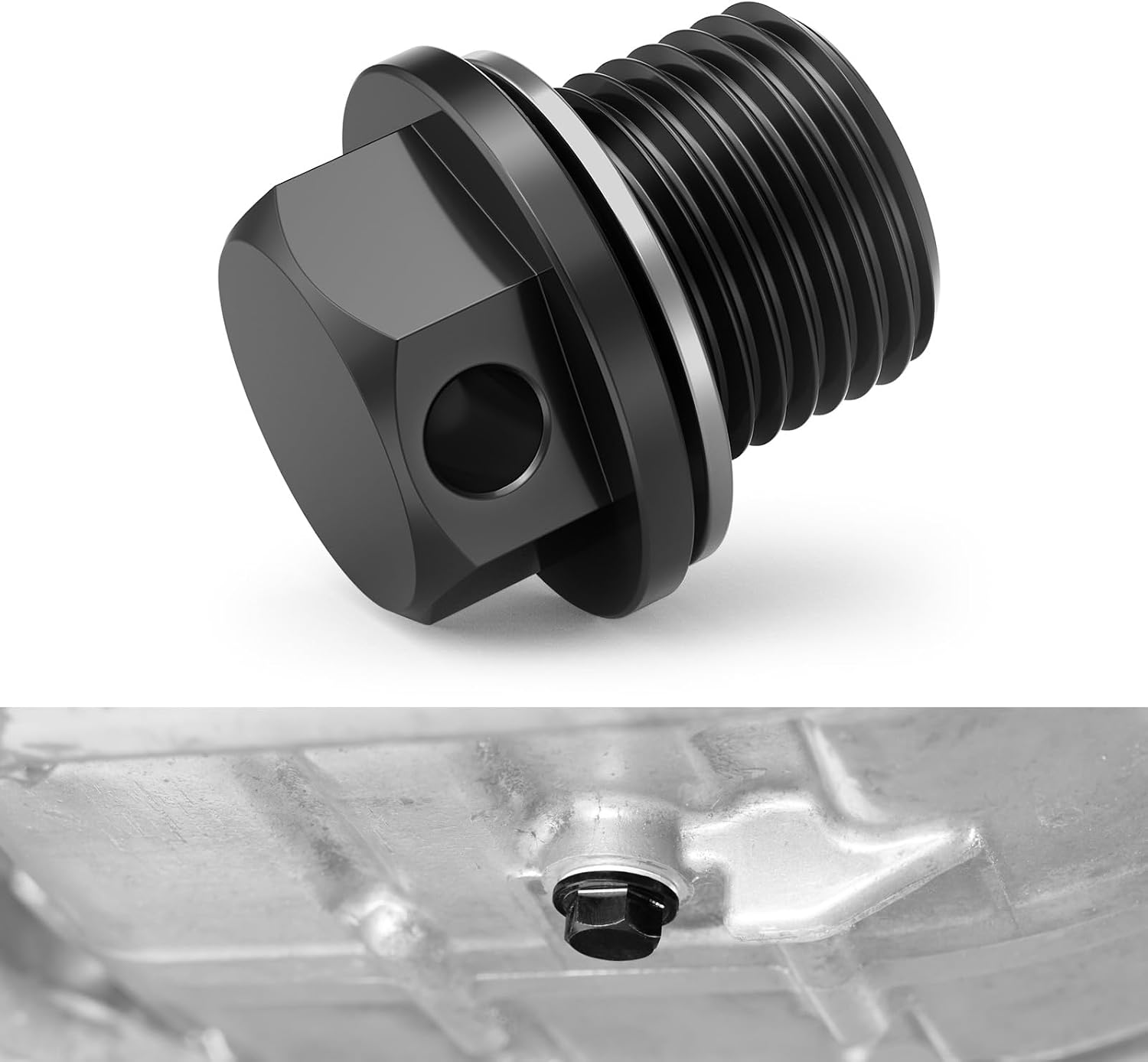 NICECNC Black Magnetic Oil Drain Plug Compatible with Suzuki DR650S/SE 1996-2024