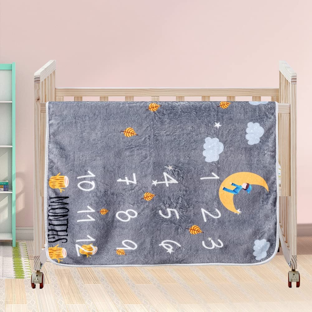 Couverture Photo Bébé 100x70 Cm - Tapis Mois Bébé Personnalisable - Cadeau Naissance Fille Ou Garçon