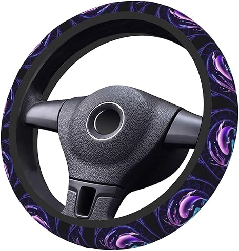 Pisces Zodiac Sign Astrology Constellations Car Steering Wheel Cover Universal 15 Inch Fit Steering Wheel Cover, Black