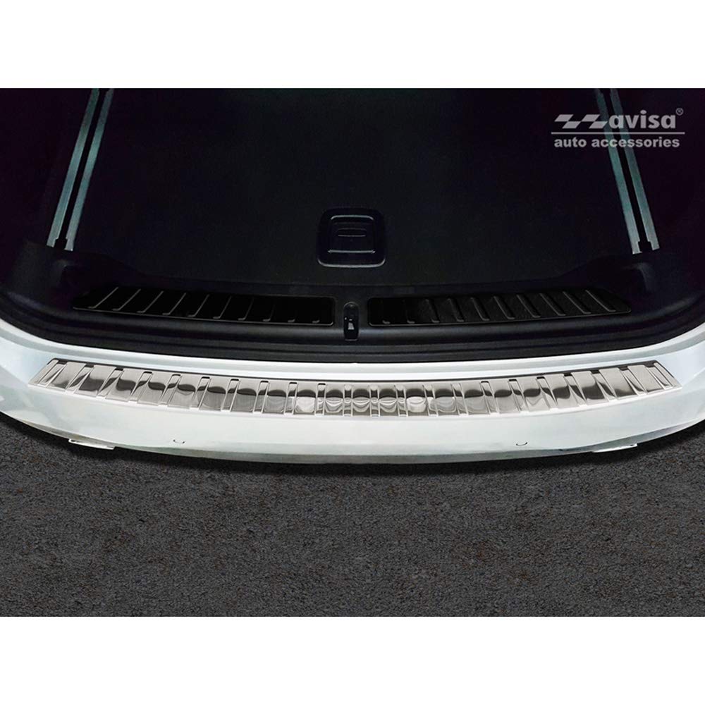 Avisa Black Stainless Steel Rear bumper protector compatible with Volvo XC60 II 2017-2021- & FL 2021- incl. R-Design 'Ribs'