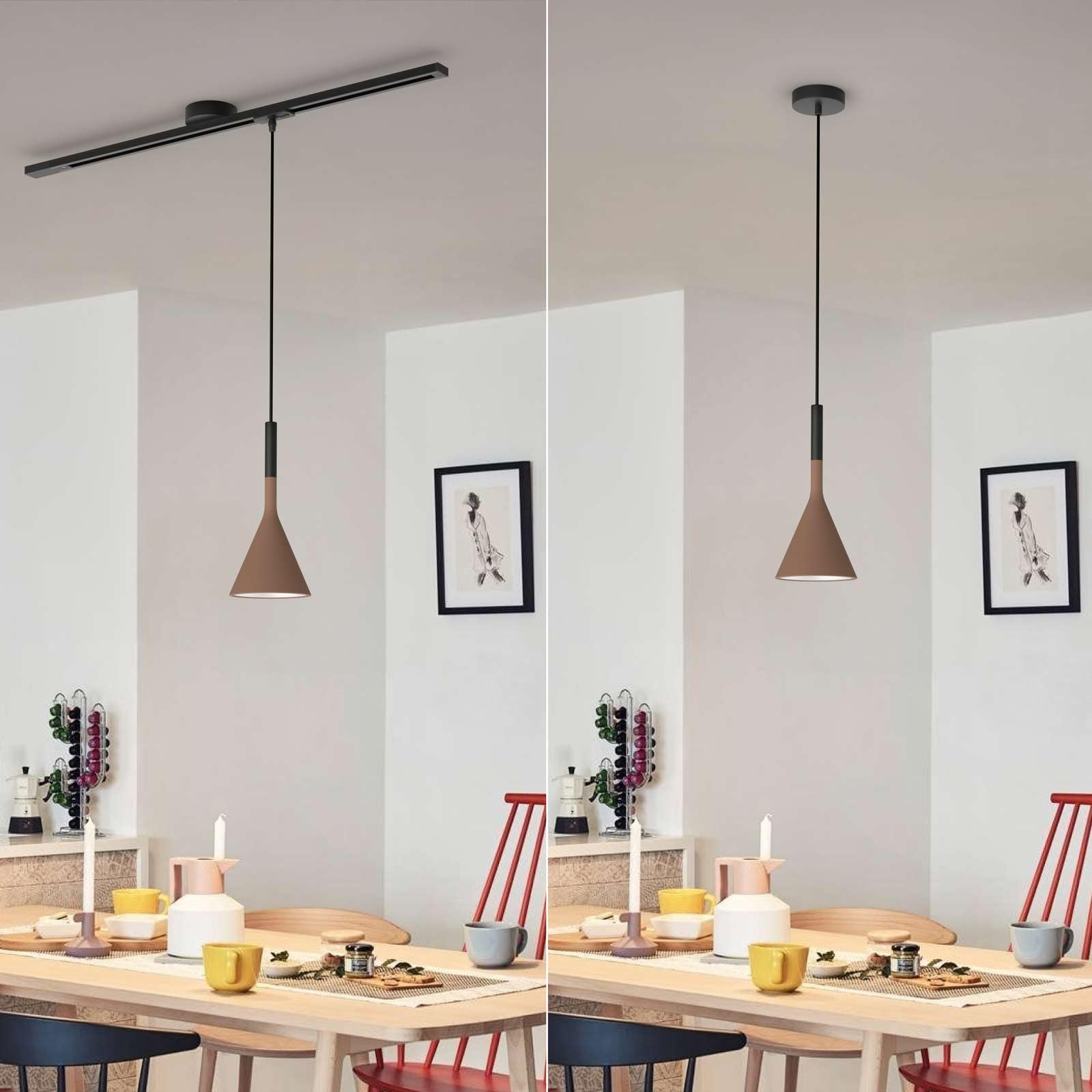 Rail de Plafond pour Lampe, Rotation à 360°, Position du Lustre Ajustable, Installation Multiple pour Lustre d'Intérieur, Vertigo, etc. (Contient 3 En-têtes de Piste)