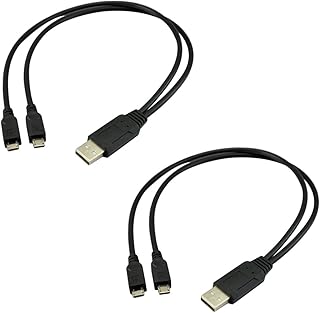 UCEC Micro USB Cable, Dual Micro USB Charging Cable USB to Micro USB Splitter Adapter Android Charger Cord Data Transfer for PS4 Fire Tablet Samsung Galaxy S7 Edge S6 S5 Note LG HTC Moto MP3, 2 Pack