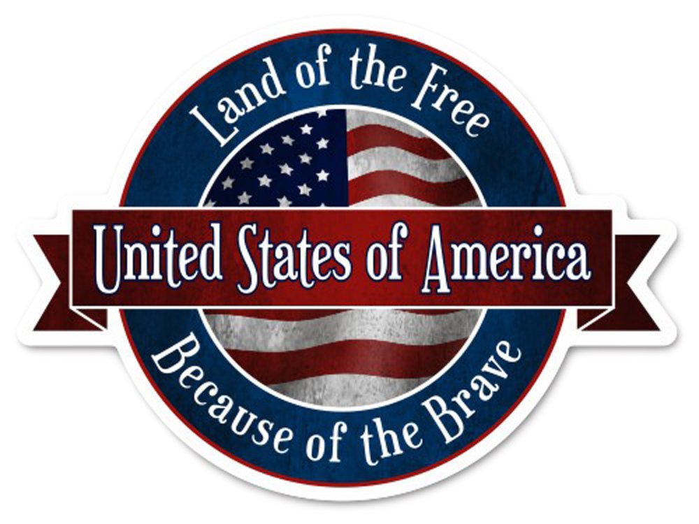 Land of The Free - Because of The Brave - United States Patriotic Vinyl Sticker - 2 Pack