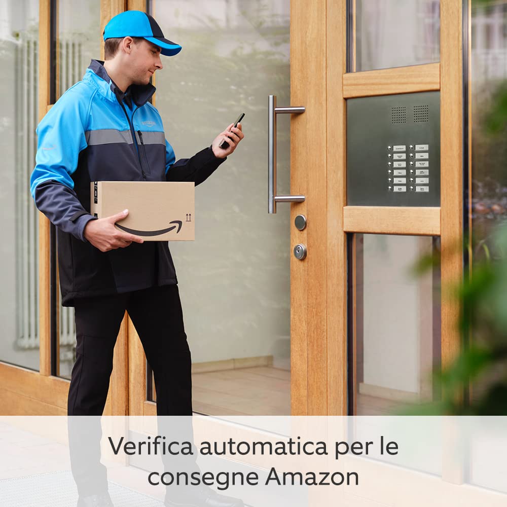 Ring Intercom con Batteria a sgancio rapido aggiuntiva di Amazon | Citofono migliorato, Montaggio fai-da-te (citofono compatibile necessario) + Echo Dot (5ª generazione)