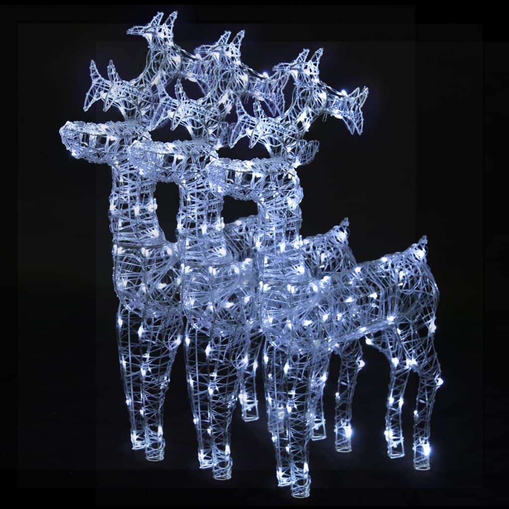 3er Set Rentier Weihnachtsdekoration Acryl, LED Weihnachtsbeleuchtung für Garten & Innenbereich, 39,4 Zoll Leuchtfiguren, Kaltweißes Licht mit 8 Leuchtmodi