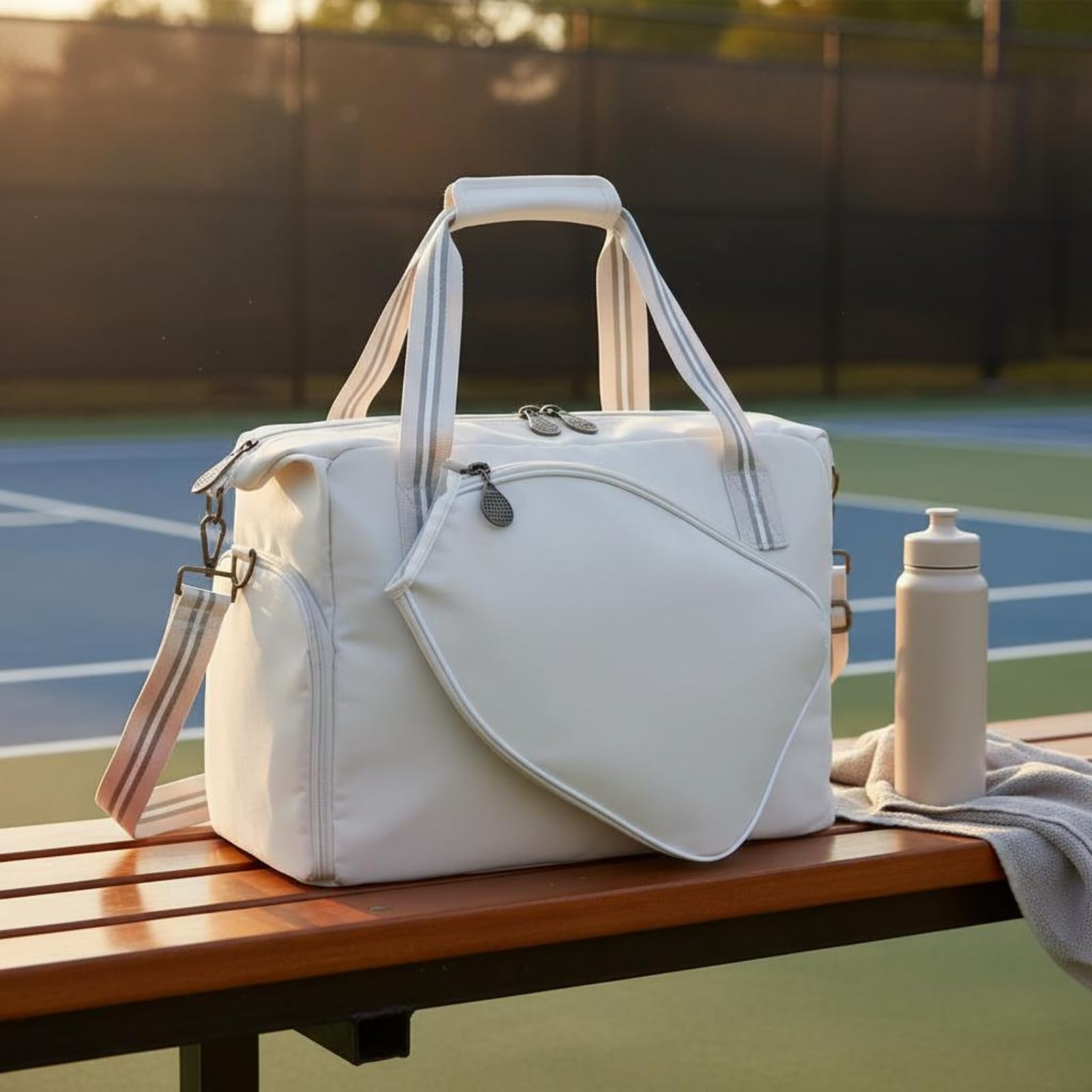 Unisex Sports Carryall Borsa Sportiva Borsa Borsa da Tennis Borsa da Palestra in Nylon Durevole con Ampio Scomparto E Accesso Rapido per Accessori, Nero, Nero