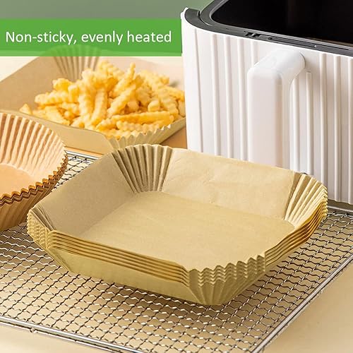 Miniatura 7 de Forro de papel pergamino desechable antiadherente para freidora de aire, 80 unidades, papel pergamino cuadrado a prueba de aceite de 6.3 pulgadas a