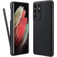 Galaxy S21 Ultra Case, MSOTES Case with S Pen Holder Liquid Silicone Phone Cover with Stylus Slot S Pen Not Included Anti-Fingerprint Military Shockproof Protection for Samsung S21 Ultra 5g - Black