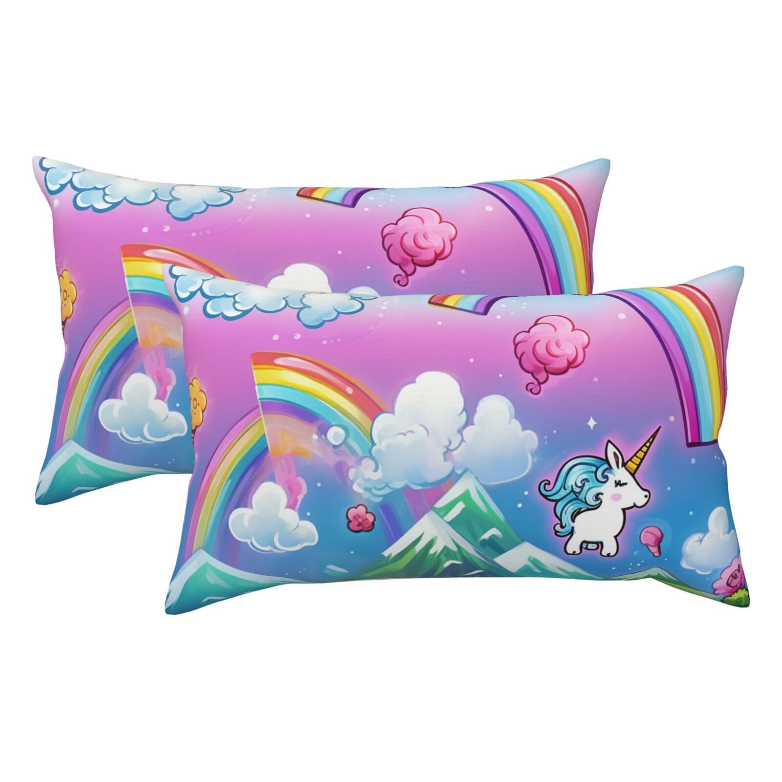 2 Pack King Size Pillow Cases for Hair and Skin Soft Breathable Pillow Case Covers with Hidden Zipper Rainbow Pillowcase 20x36 Inches Pillow Covers for Sleeping Gift