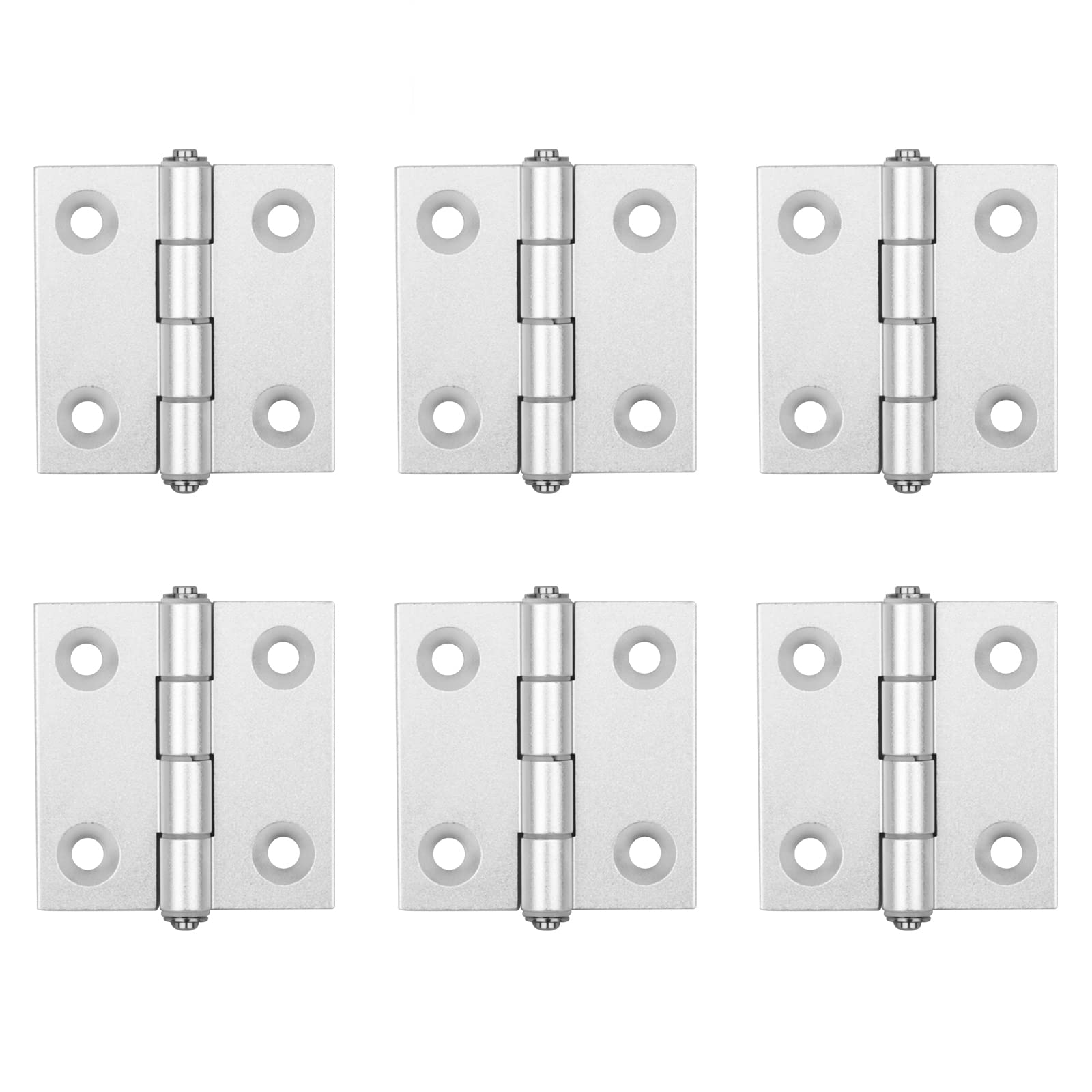 MOUNTAIN_ARK6 Pack 2-1/2" Door Hinges Aluminum Profile Hinges, 4 Hole Adjustable Butt Hinges Fit for T Slot Standrad 4040 Series Aluminum Extrusion Profile Frame, Thickness 3.6 mm (Clear Color)