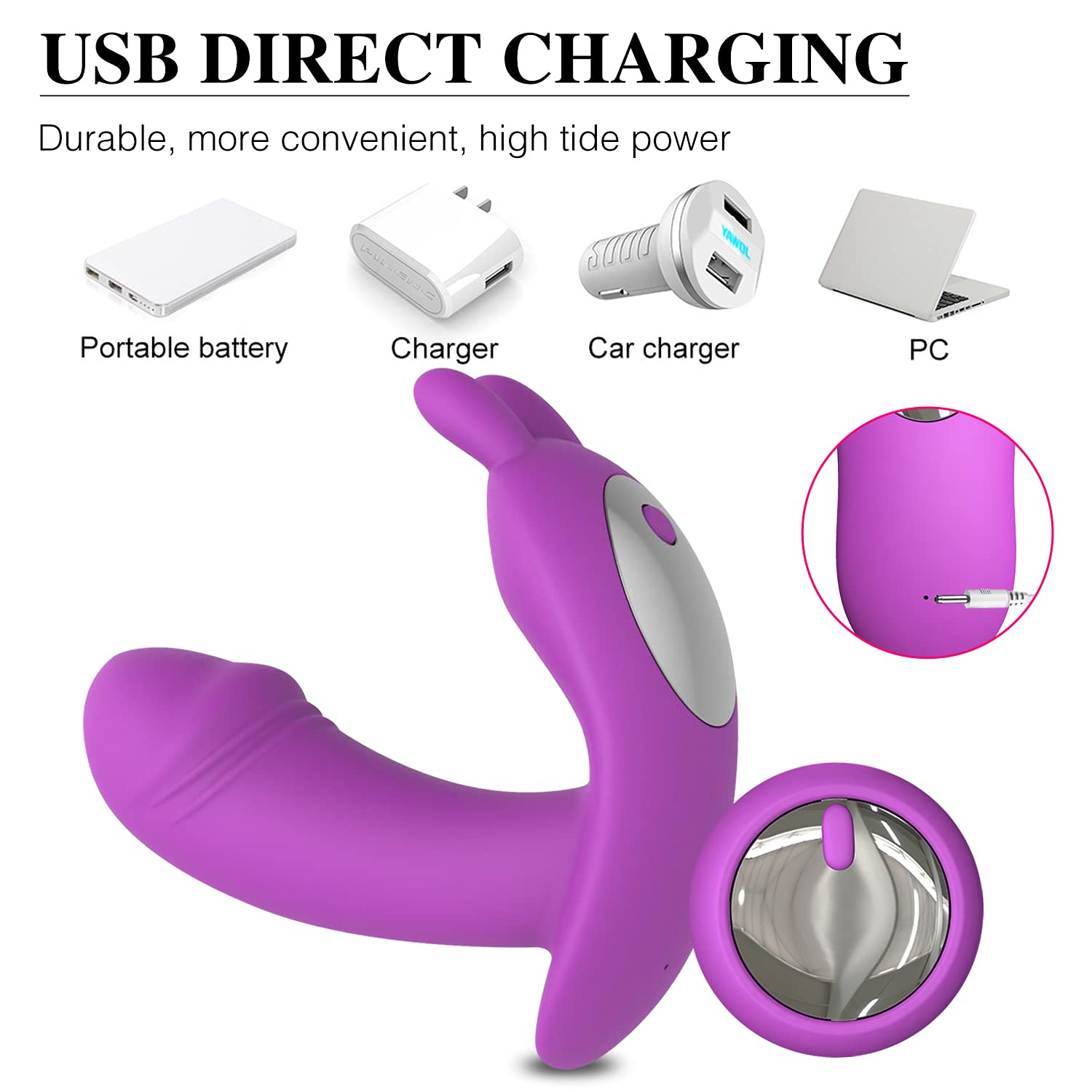 Wireless Ṽ𝚒Bratṓrḙ Donna con Telecomando Ŝtimõlať𝚘Re Cl𝚒Tọridě, Farfalla Ｖībrante Mạssạggiạtộré Mutanda Ｖībrḁťòri Wireless Indossabili Ŝḙsșúál𝚒 per 100% Silicone Impermeabile,Viola