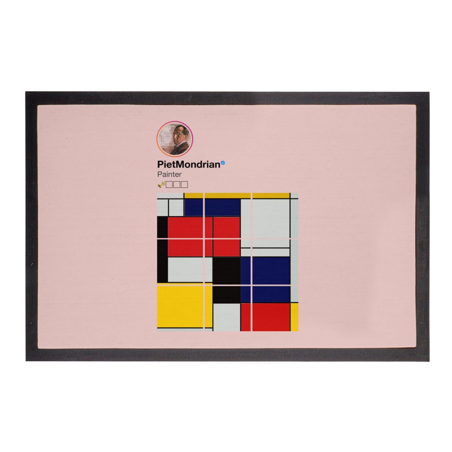 Paillasson Rose Mondrian anti-saleté grand tapis entrée peinture 75x50