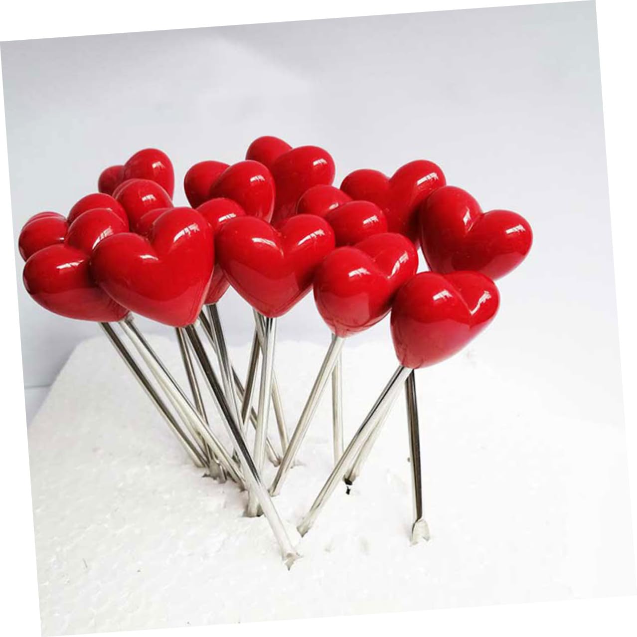SOLUSTRE 1set Mini Forchette da Frutta e Dessert con Supporto Cuore Forchettine in Resina e Metallo per Antipasti Torte e Cocktail Adatte per Casa Ristorante e Feste