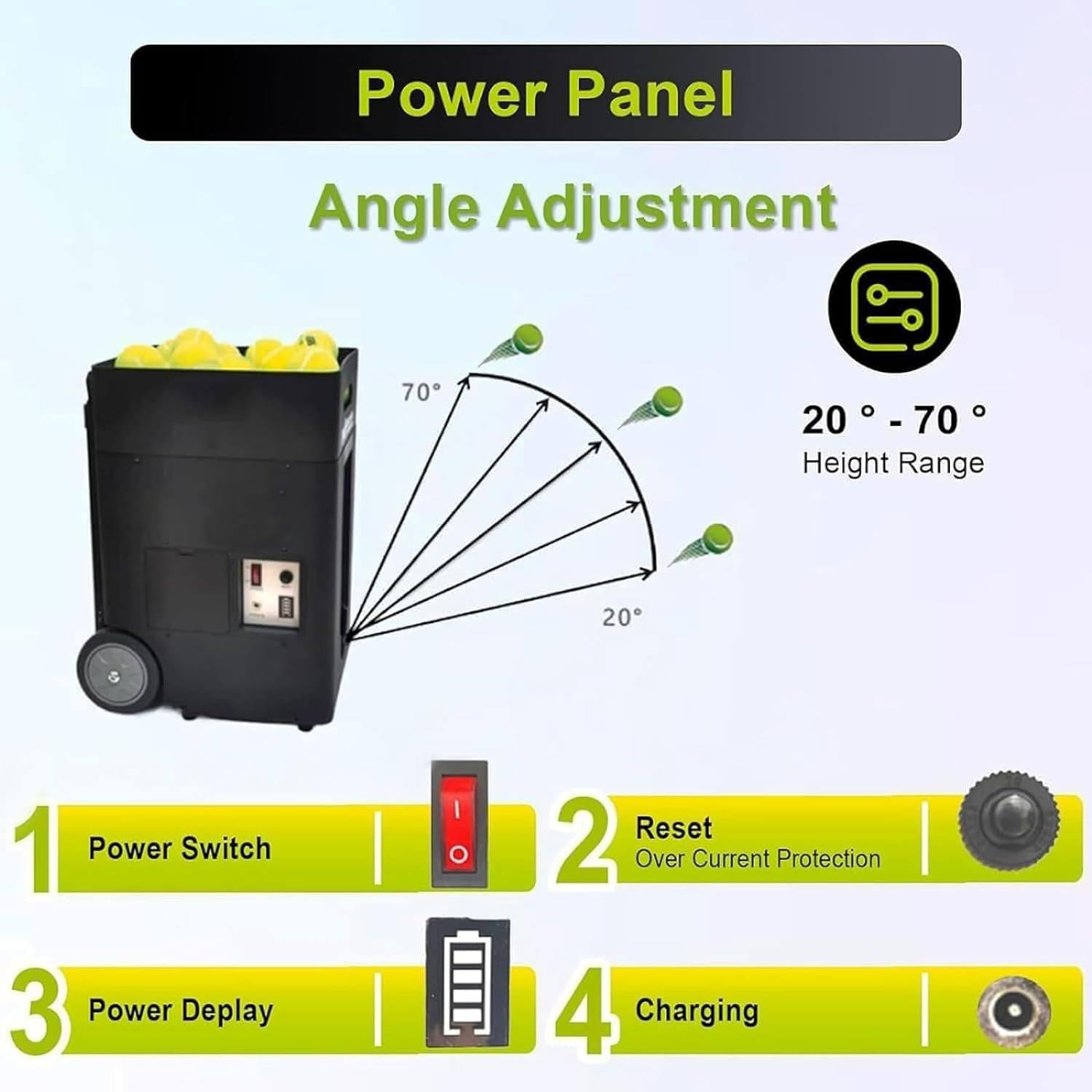 Lanceur de balles de Tennis, Lanceur de balles de Tennis Automatique Portable, pour entraînement/Pratique, télécommande/Application, avec Batterie au Lithium Amovible