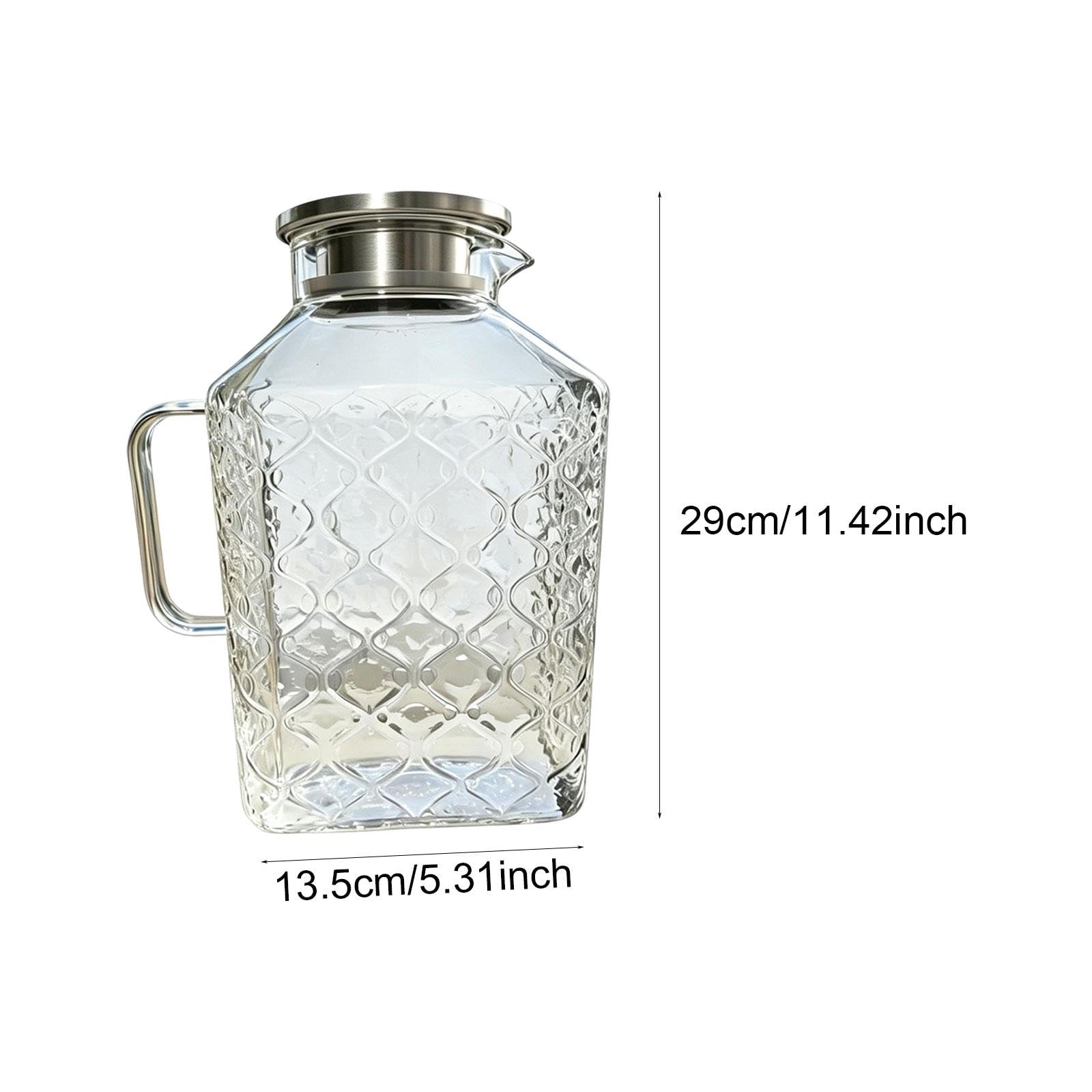 Glaskrug für Kalte Getränke, Wasser, Saft, Milchgetränke Und, Silberner Griff