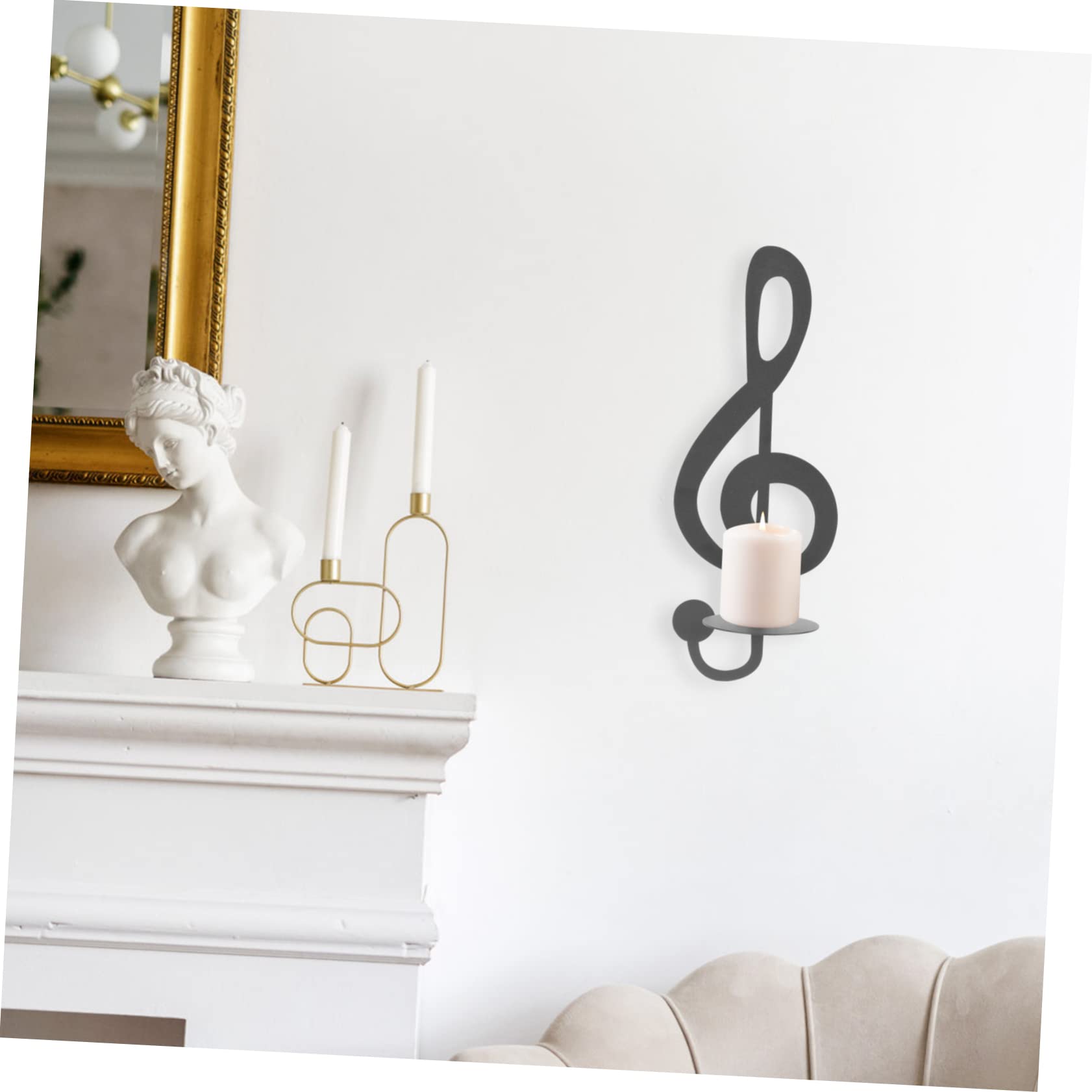 STOBAZA Hanging Music Note Candle Holder Metal Wall Sconce Elegant Home Decor Accessory