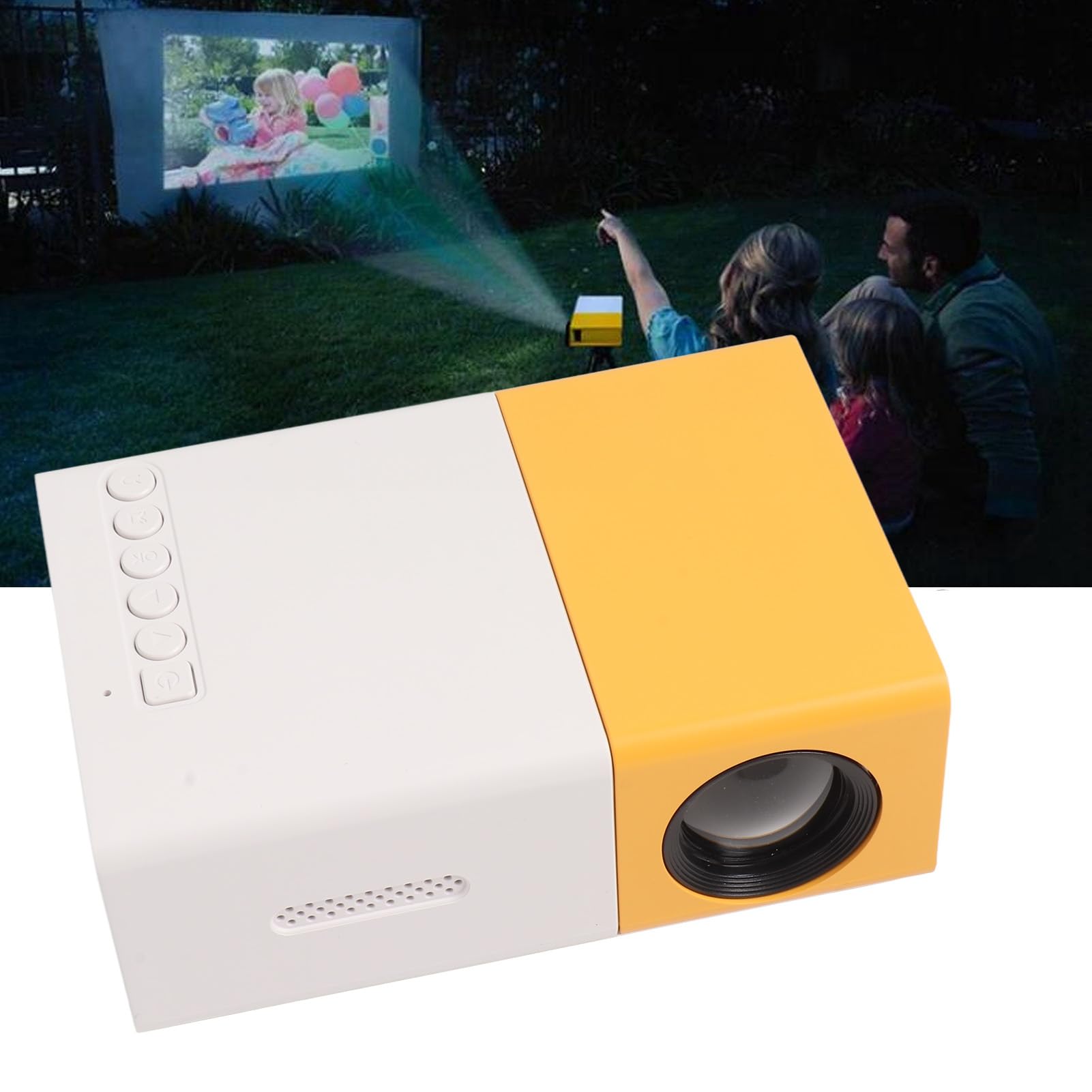 Sxhlseller Mini Projecteur Portable de Résolution 1920x1080 avec Interface Riche, Petit et Portable, et écran Géant de 24 à 60 Pouces, Source de Lumière LED pour Film de Cinéma en Plein