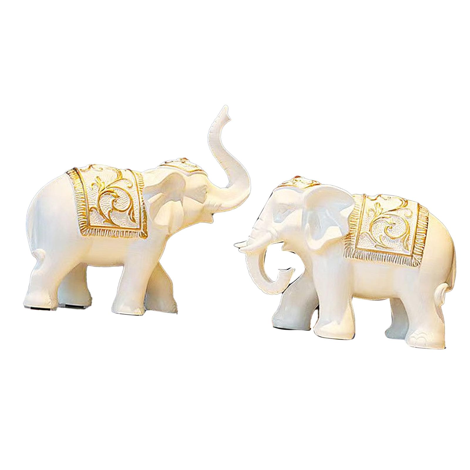 1 coppia di elefanti in resina innovativa, ornamento invitante ricchezza e mantenimento aziendale elefante statua per ufficio soggiorno (beige)
