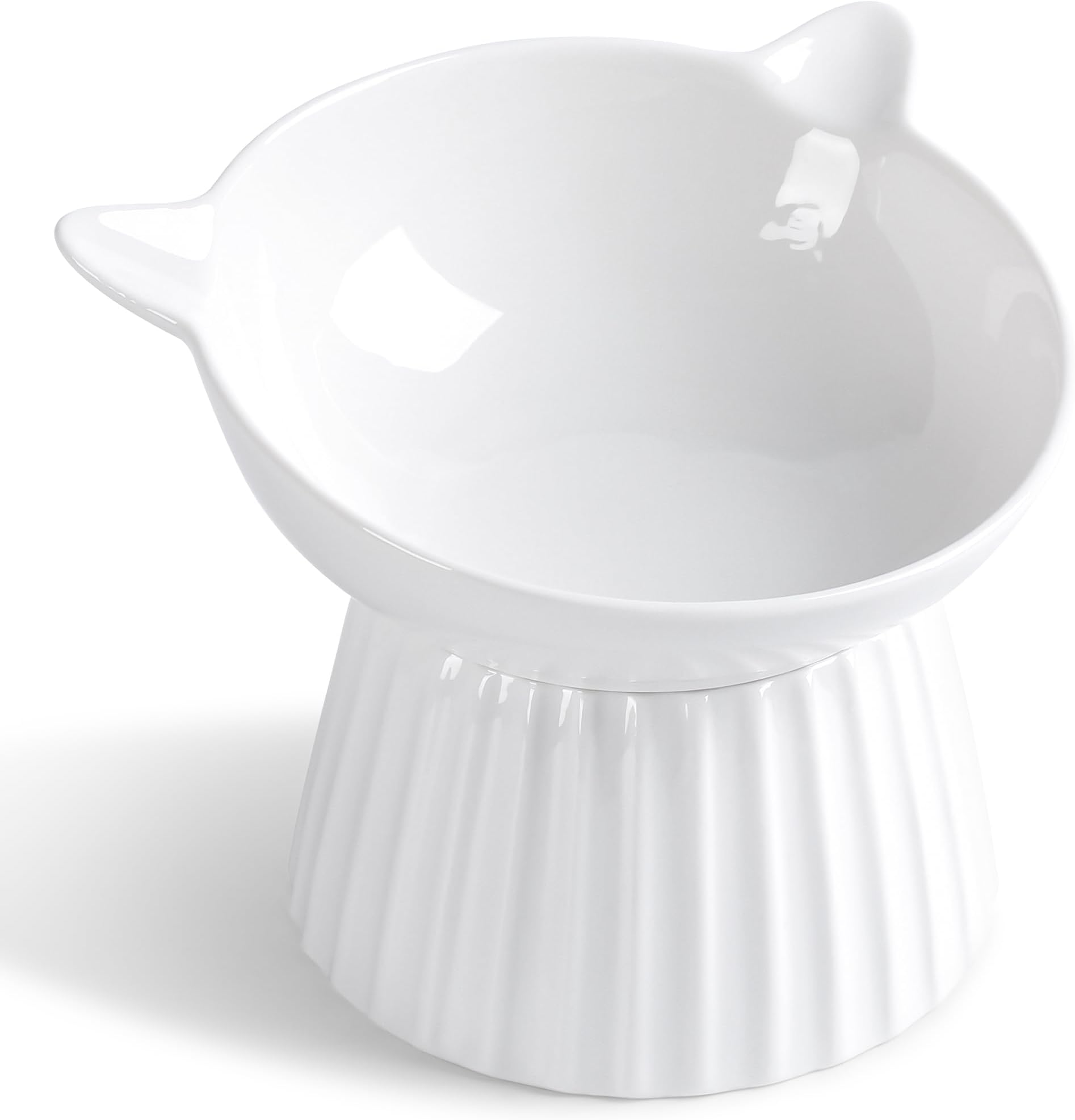 Ceramic Raised Cat Bowl๏ผTilted Raised Cat Bowl Anti Vomit Cat Bowls for Indoor Cats Whisker Friendly Pet Feeder for Cats Puppies, Microwave and Dishwasher Safe