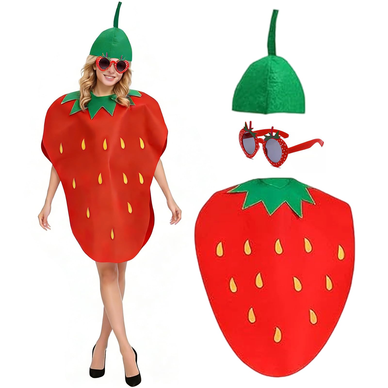 Strawberry Costume for Adults Lightweight & Comfortable Funny Fruit Cosplay Outfit