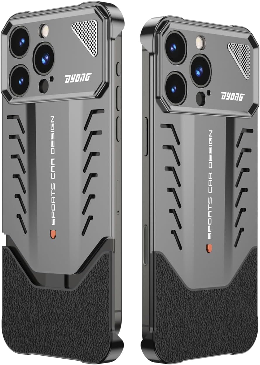 Aluminum Metal Case for iPhone 15 Pro Max/15 Pro/15 Cool Design Luxury Leather Metal Shockproof Anti-Scratch Slim Premium Phone Cases (15 Pro,Gray)
