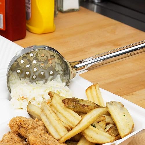 Miniatura 5 de Primelyne - Juego de 8 cucharas de servicio para control de porciones, juego de cucharones, cucharones, 4 perforadas y 4 sólidas, 2, 4, 6 y 8 onzas