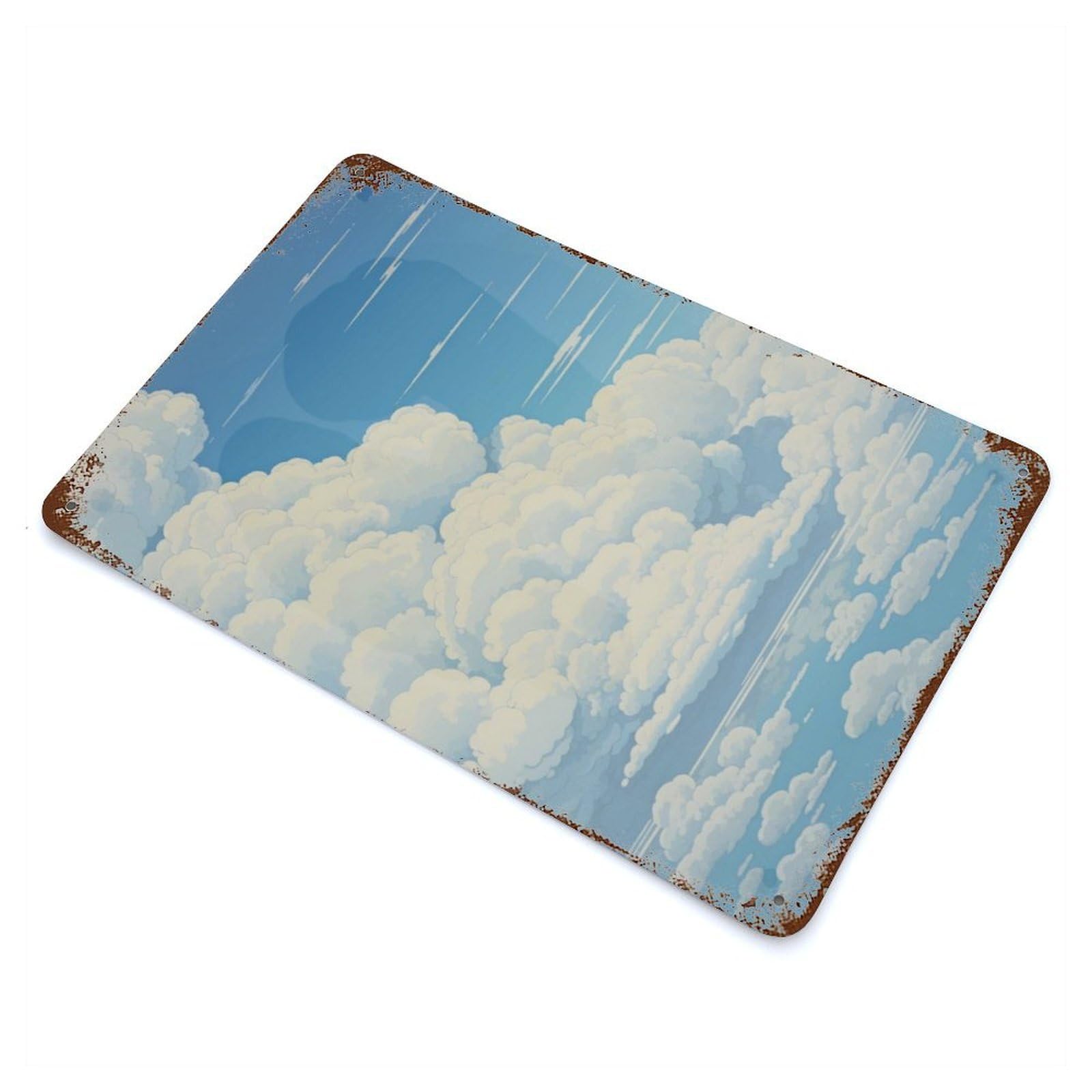 Cloud Japanese Painting Distressed Metal Wall Sign 11.8"x7.9", Ideal for Cafe, Home Bar And Lounge Decor