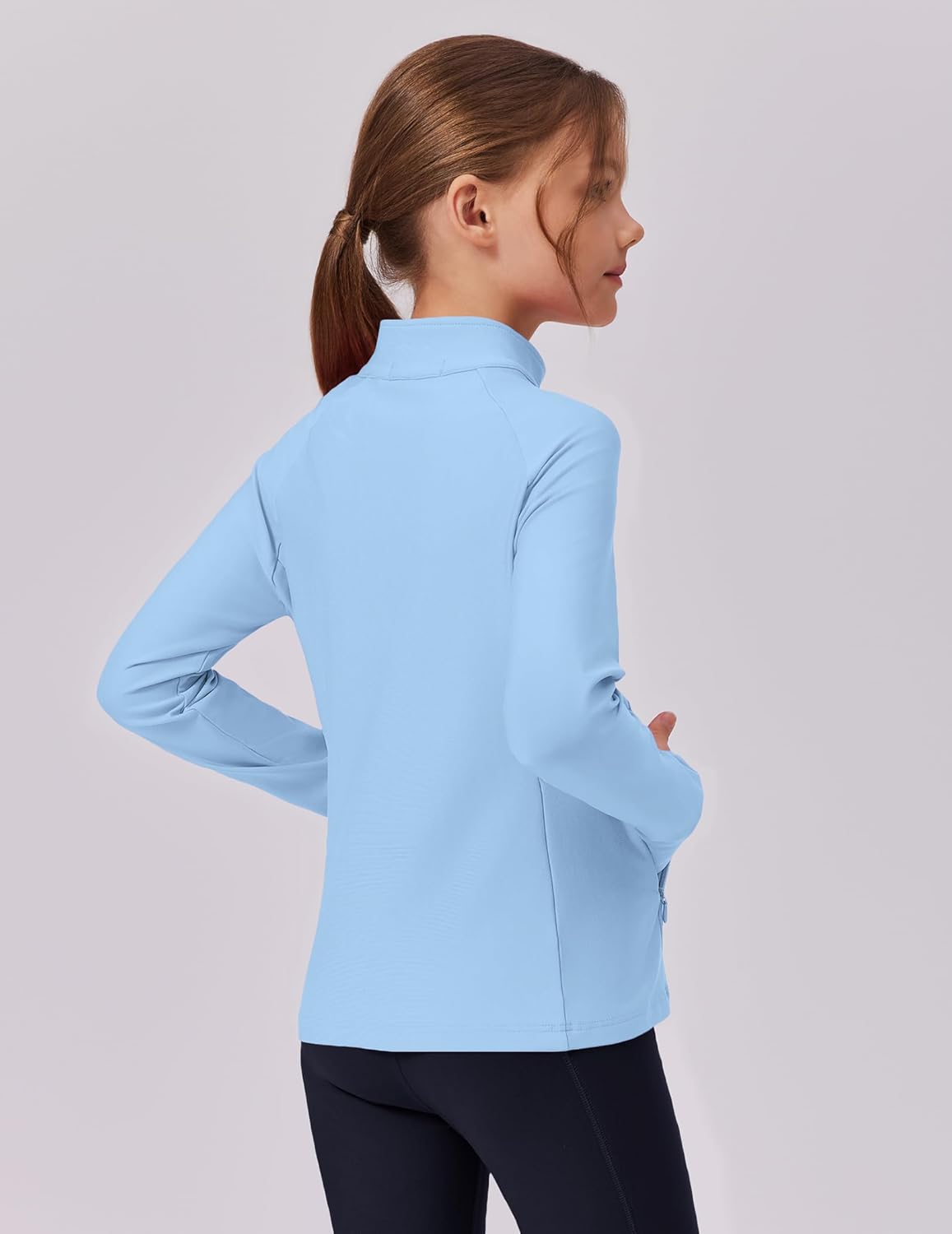 Zaclotre Girls Fleece Jacket with 4 Pockets Long Sleeve Zip Up Warm Athletic Winter Coat Kids Sweatshirt for 5-14 Y - Image 2