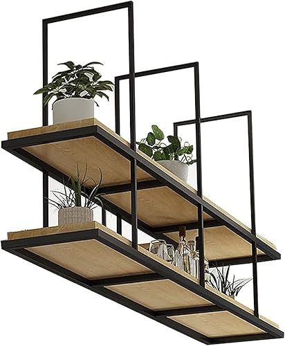 Miniatura 7 de Shelves Whftd Ceiling Floating Shelves, Hanging Retro Metal Storage Rack,-2 Tier European-Style Wall-Mounted Display Stand, Industrial Vintage Wine