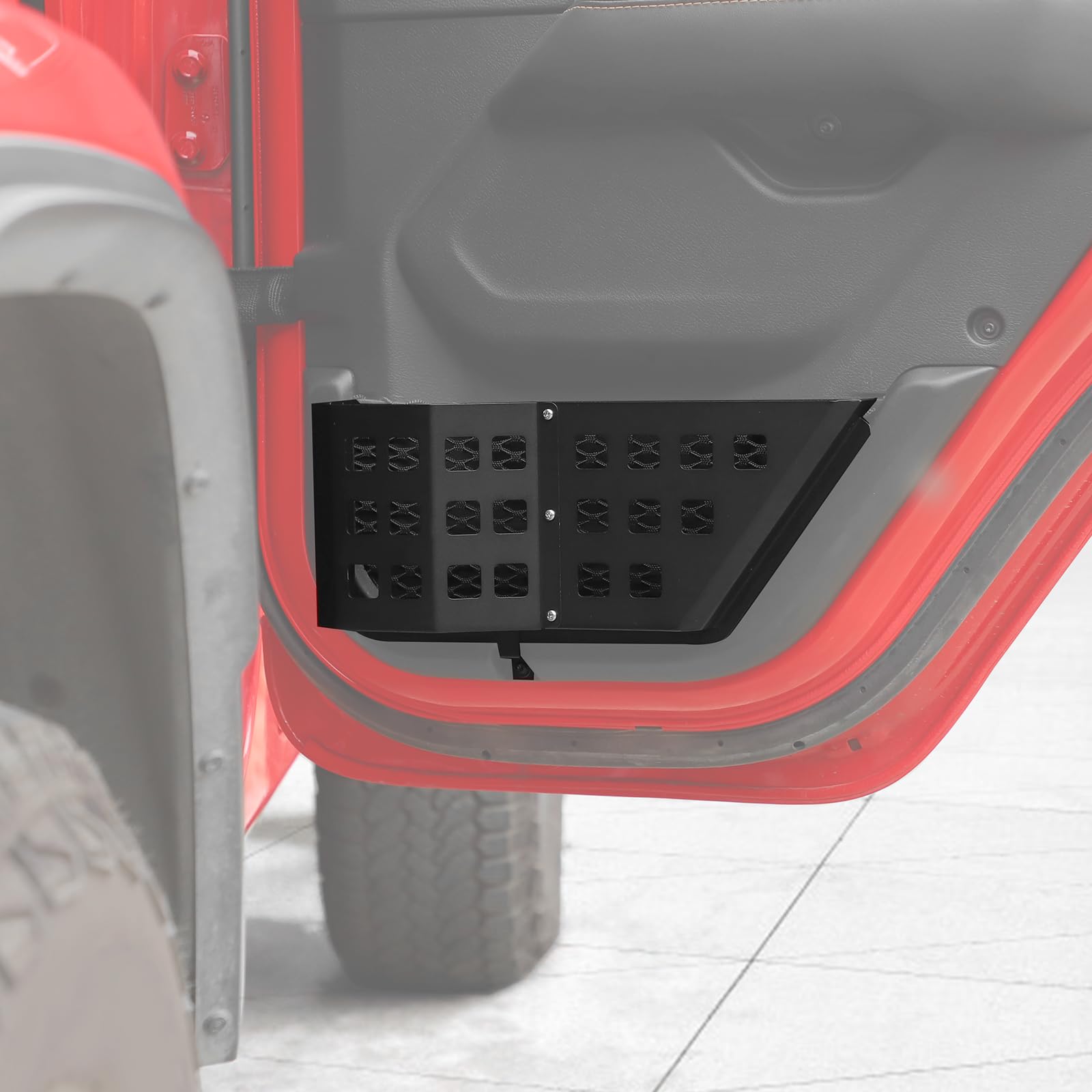 Jimen Passend für Jeep Wrangler JL JLU 4XE 2018–2025 & Gladiator JT 2020–2025, 2 Stück Metall-Hintertürtaschen, Organizer-Aufbewahrungsbox