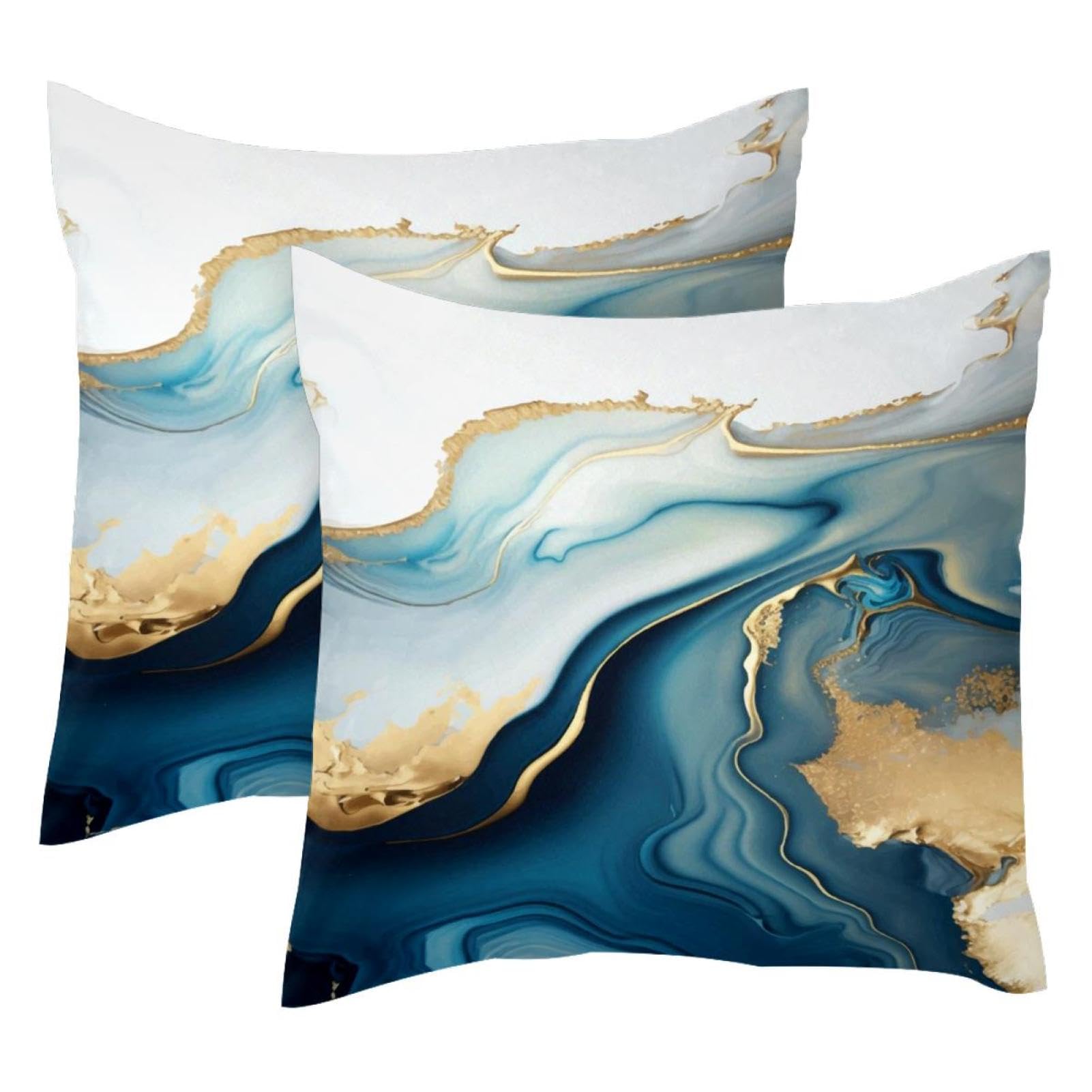 Housses de coussin de Noël carrées 40x40 déco bleu doré