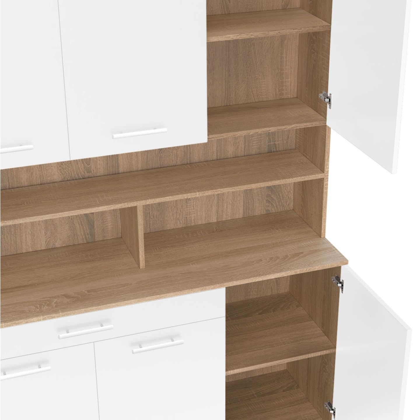 IDMarket - Buffet de Cuisine CINA 120 cm façon hêtre et Blanc