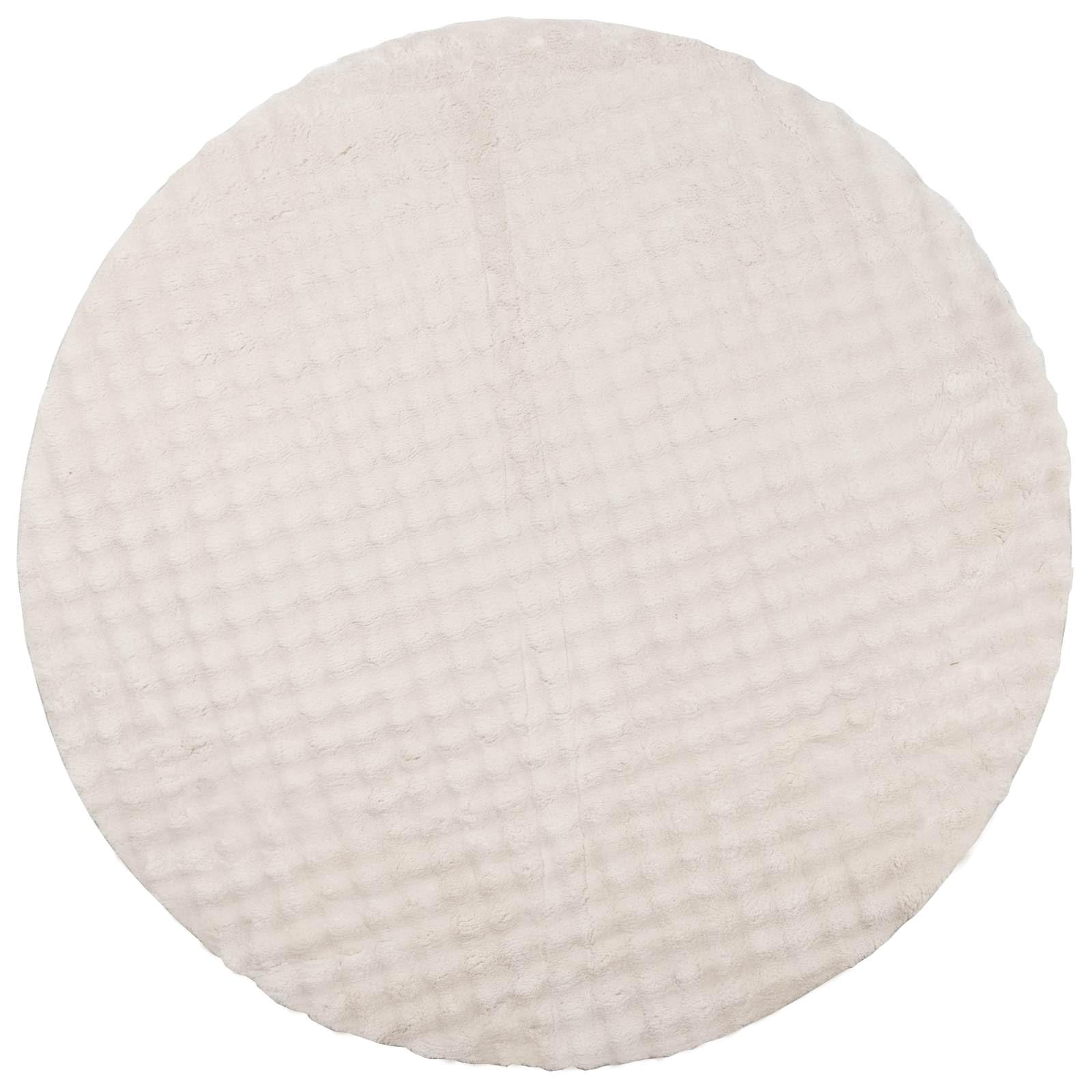 Tappeto rotondo Sirolo, per soggiorno, camera da letto, corridoio e sala da pranzo, morbido, lavabile, antiscivolo, a pelo medio, 160 cm, beige