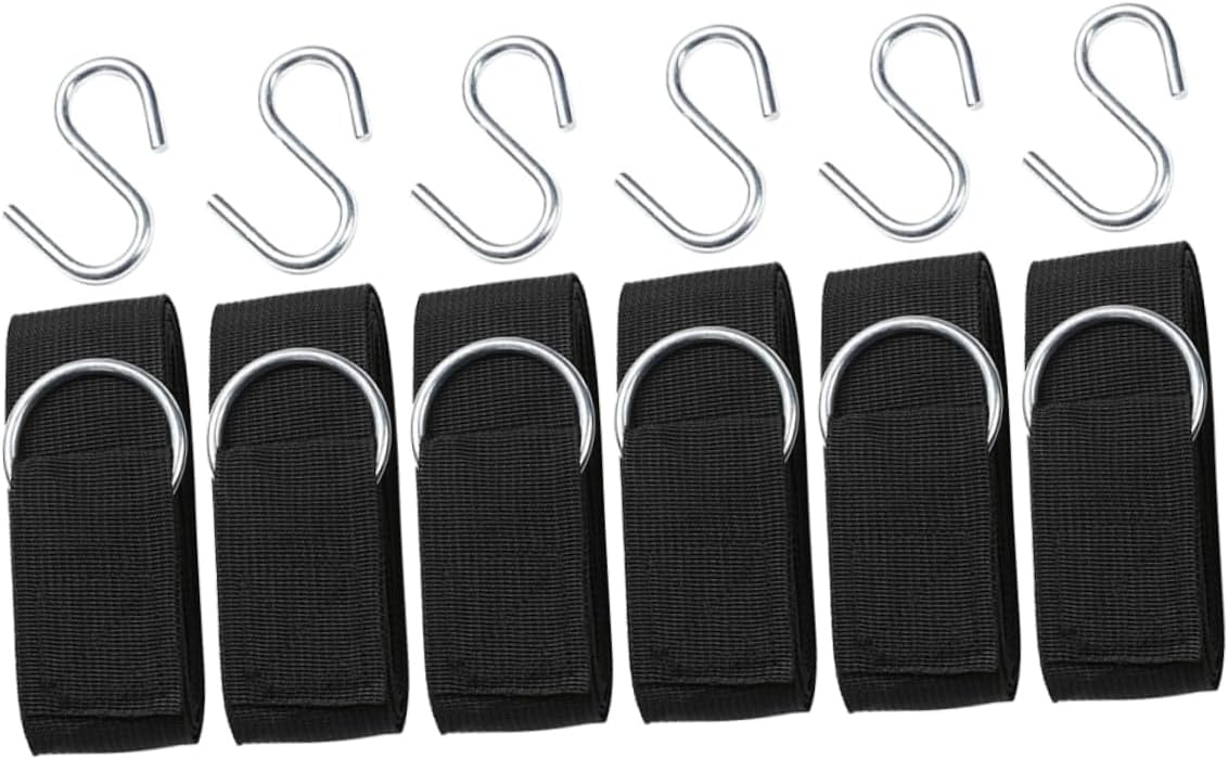 6PCS Adjustable Outdoor Hammock Ropes with Heavy-Duty Tree Hooks Sturdy Nylon Straps for Swing Hanging Camping and Backyard Use
