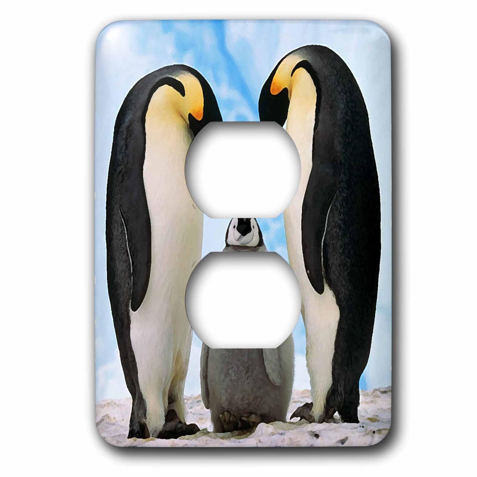 2 Prises de courant à relooker avec la plaque famille manchot 3dRose