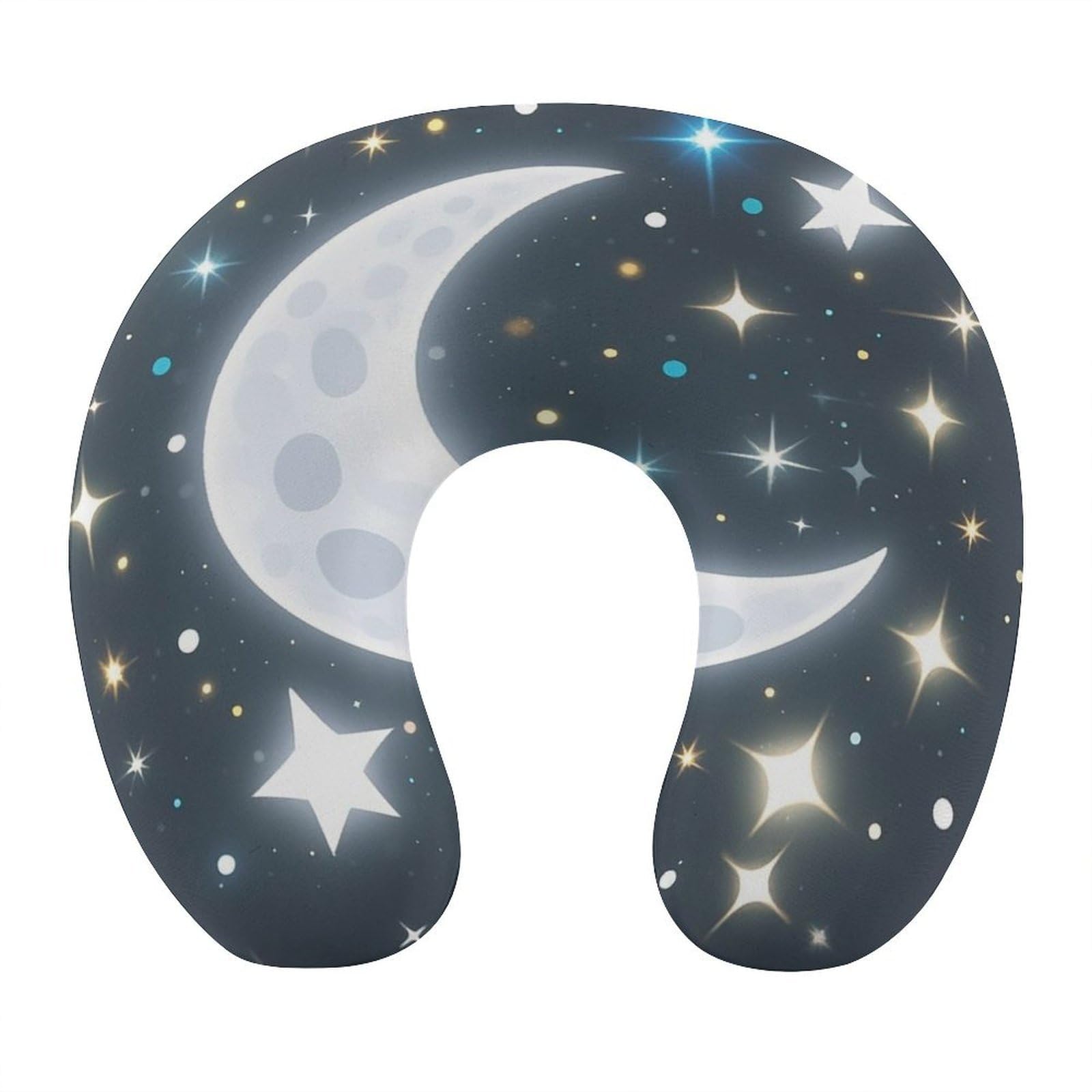 FekiLoot Stars and Moon Travel Pillow U Shaped Neck Pillow Comfortable Memory Foam Pillow Portable Soft Headrest Lightweight Neck and Head Support for Planes Trains Self-Driving Cars