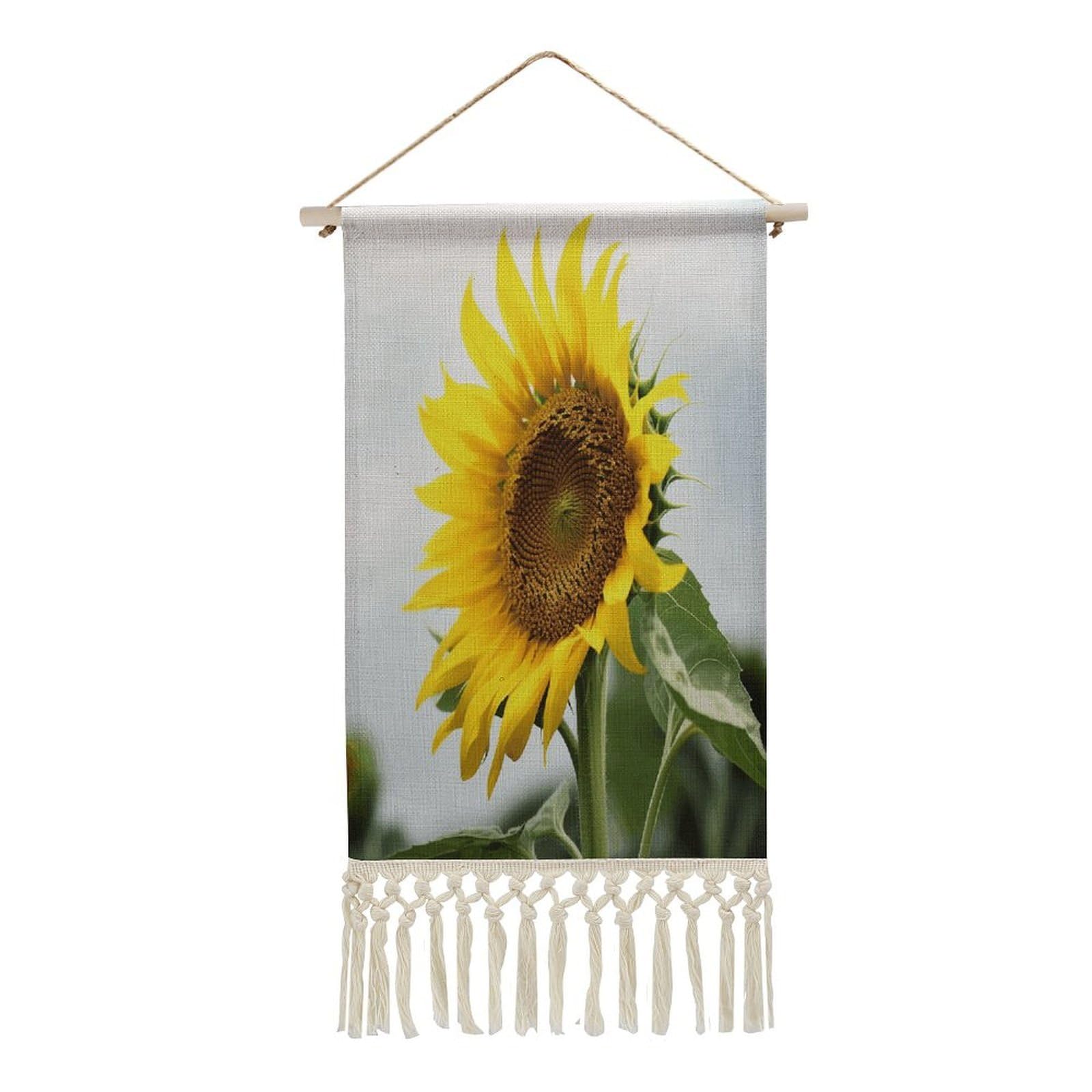 FekiLoot Bloom Sunflower Wall Art Print Decor Art Tapestry with Tassel Cotton Linen Hanging Poster Vintage Aesthetic Wall Art Poster Rustic Wall Art Decor for Home Bedroom Living Room Office
