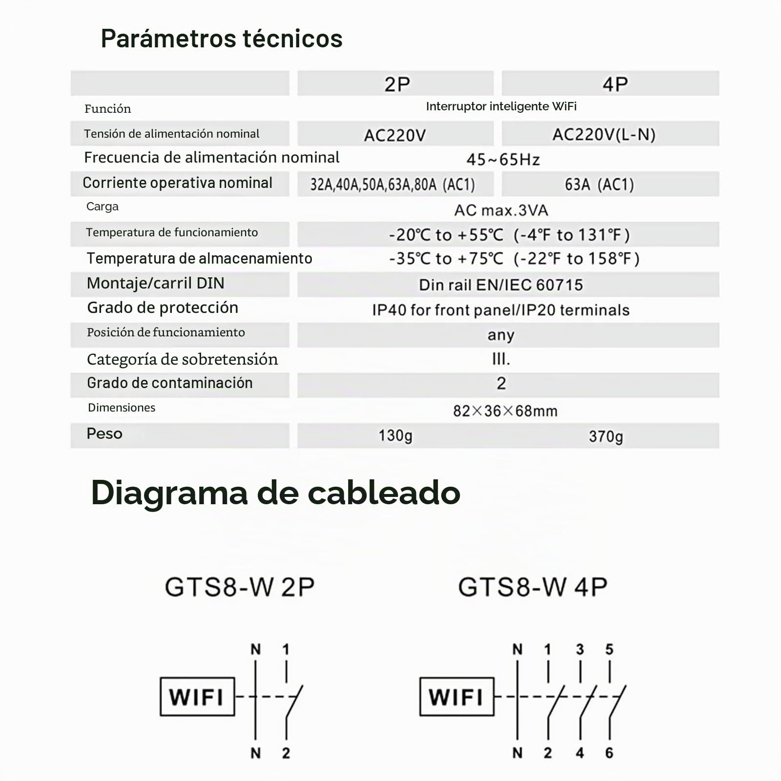 GEYA Interruptor de relé de tiempo wifi inteligente tipo riel DIN Interruptor de control remoto inalámbrico para el hogar inteligente de Tuya (4P-63A)