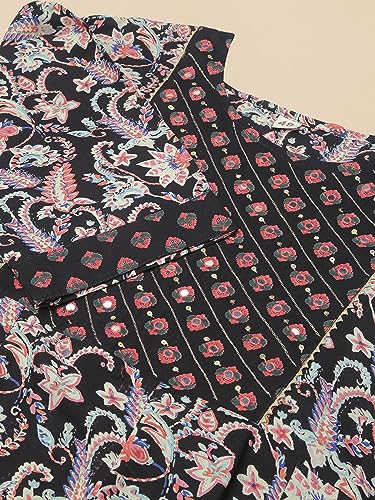 Image of MIRCHI FASHION Women Cotton Regular Plus Size Embroidered Printed Anarkali Kurti